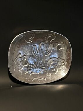 VTG Holland Daniel L Boone Polished Pewter Serving Tray Mexico Etched Design